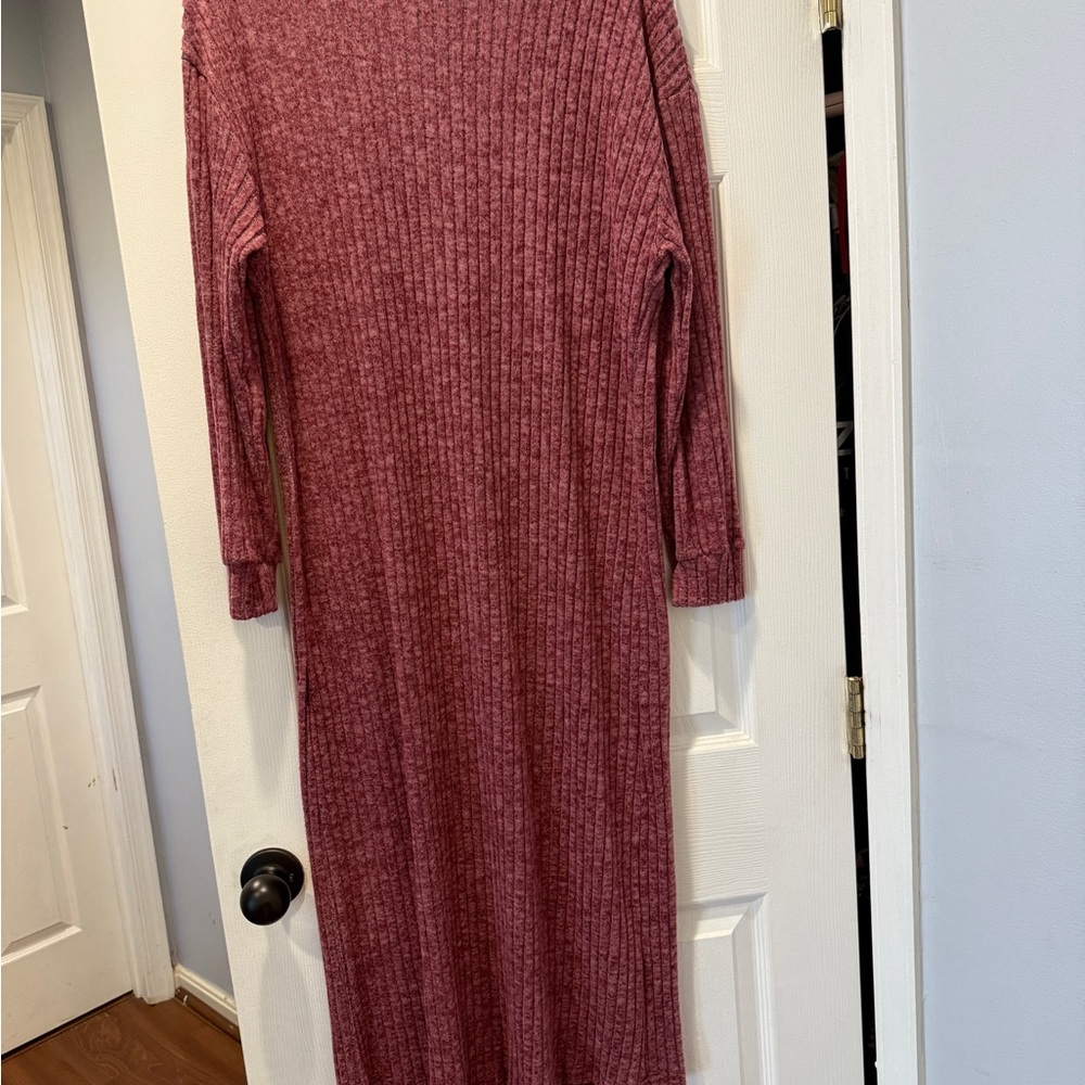 SHEIN Burgundy Long Sleeve Knit Dress